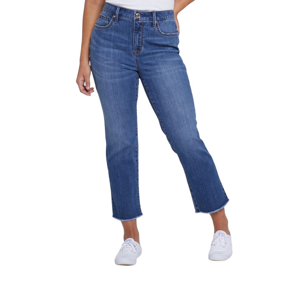 7 For All Mankind Tower Straight Crop Raw Hem Denim Jeans Size 4
